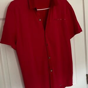 Calvin Klein Men's Red Casual Button Down Shirt